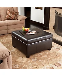 Streamdale Furniture Richmond Storage Ottoman with Faux Leather Exterior