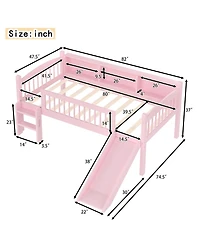 Streamdale Furniture Twin Xl Solid Wood Loft Bed with Led Lights and Storage Shelves