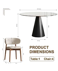 Streamdale Furniture 35" Round Glass Dining Table with Carbon Steel Legs (Seats 2-4)