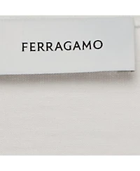 Pre-Owned Salvatore Ferragamo Women's Pre-Owned Ferragamo White Cotton Knit Logo Tab Detail T-Shirt