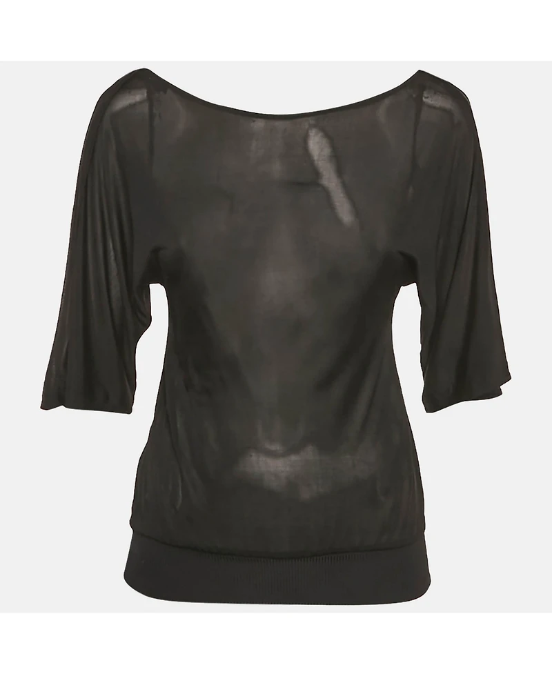 Pre-Owned Versace Women's Jeans Couture Black Jersey V-Neck Top