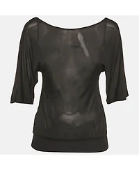 Pre-Owned Versace Women's Jeans Couture Black Jersey V-Neck Top