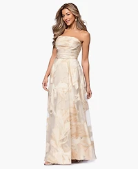 Xscape Petite Jacquard Strapless Long Ball Gown