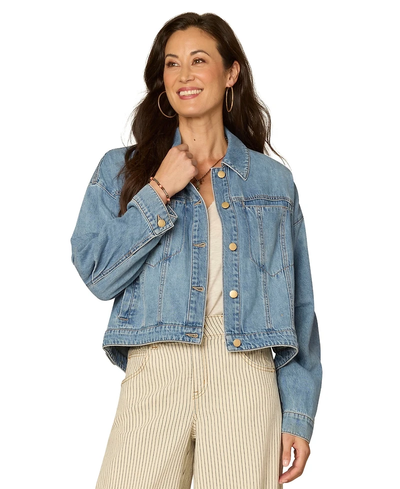 Democracy Petite Oversized Barrel Sleeve Collared Jacket