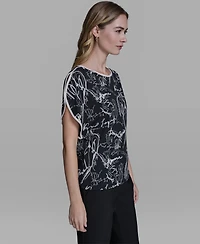 Karl Lagerfeld Paris Women's Cut and Sew Crew Neck Top