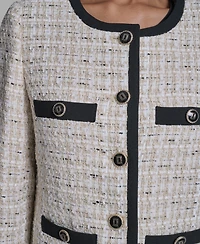 Karl Lagerfeld Paris Women's Five-Button Round Neck Jacket