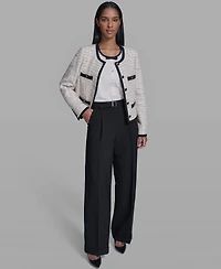Karl Lagerfeld Paris Women's Five-Button Round Neck Jacket