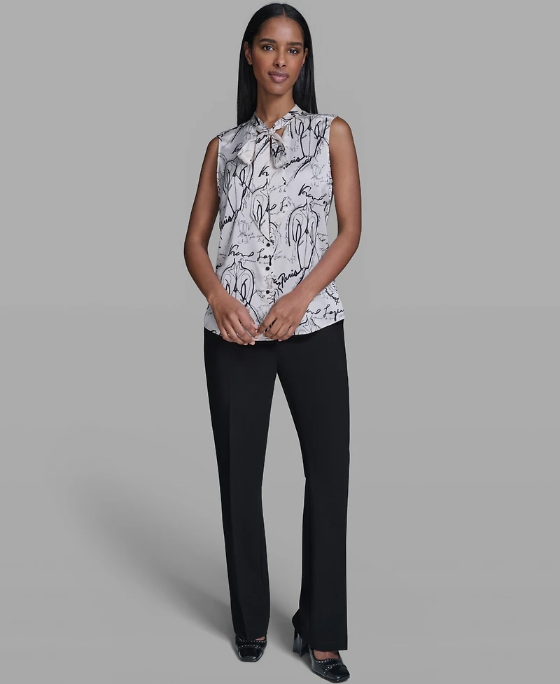 Karl Lagerfeld Paris Women's Woven V-Neck Top