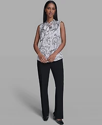 Karl Lagerfeld Paris Women's Woven V-Neck Top