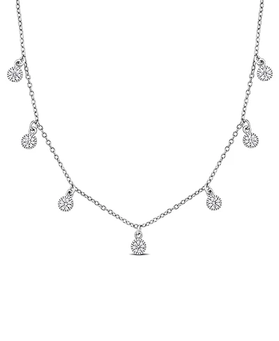 Macy's White Sapphire (5/8 ct. t.w.) Station Necklace in Sterling Silver