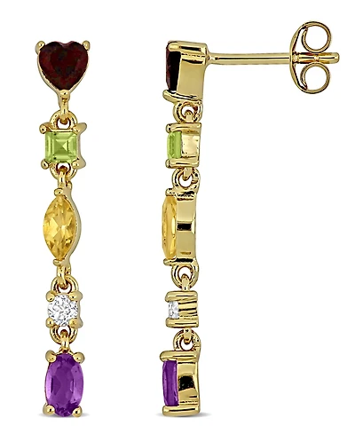 Macy's Multi-Gemstone (1-5/8 ct. t.w.) Heart Drop Earrings in 18k Gold Flash Plated Sterling Silver