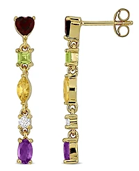 Macy's Multi-Gemstone (1-5/8 ct. t.w.) Heart Drop Earrings in 18k Gold Flash Plated Sterling Silver