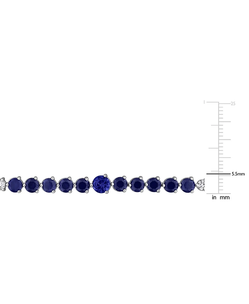 Macy's Sapphire (3-1/2 ct. t.w.) and White (4-7/8 Tennis Bracelet Sterling Silver