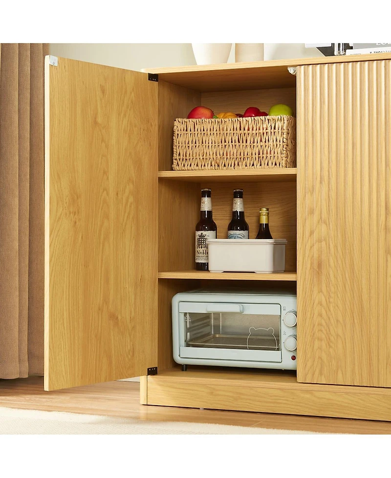 Streamdale Furniture 31.5" Modern Wavy Sideboard Cabinet with Curved Design, 2 Doors.