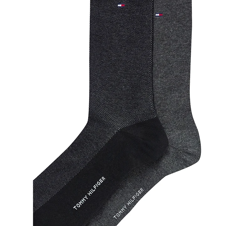 Tommy Hilfiger Men's Dress Reinforced Heel Crew Socks, 2-Pack