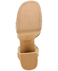 Dolce Vita Women's Danila Two-Piece Block Heel Raffia Dress Sandals