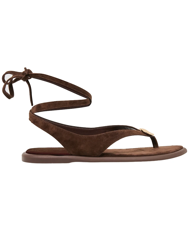 Dolce Vita Women's Judy Lace-Up Ankle Wrap Embellished Flat Sandals