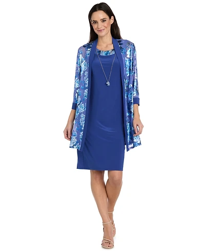 R & M Richards Petite Foil Jacket Dress, 2-Piece Set