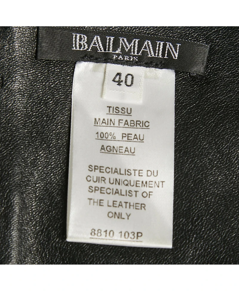 Pre-Owned Balmain Women's Black Leather Crop Top