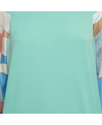 Pre-Owned Emilio Pucci Women's Green Knit &silk Printed Trim Detail Top