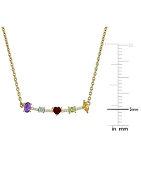 Macy's Multi-Gemstone (7/8 ct. t.w.) Heart Necklace in 18k Gold Flash Plated Sterling Silver