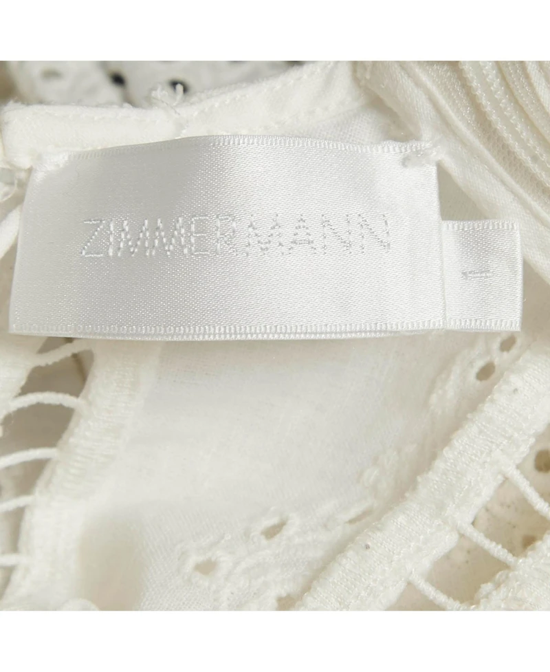 Pre-Owned Zimmermann Women's White Linen Blend Eyelet Crop Top
