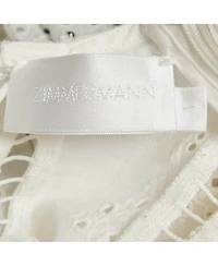 Pre-Owned Zimmermann Women's White Linen Blend Eyelet Crop Top