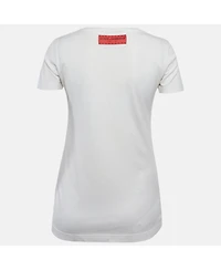 Pre-Owned Dolce & Gabbana Women's White Floral Print Jersey T-Shirt