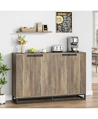 gaomon 55" Buffet Sideboard Storage Cabinet, Modern Entryway Console with Adjustable Shelves, Brown