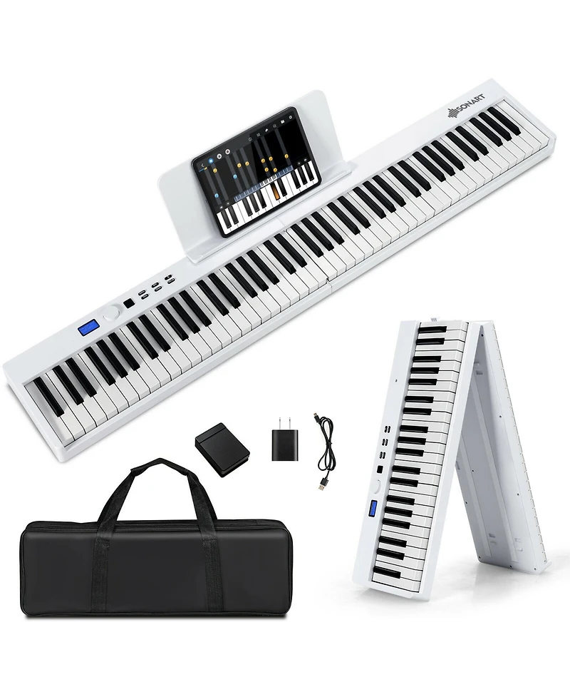 Costway 88-Key Folding Electric Piano Keyboard Semi Weighted Full Size Midi Toy