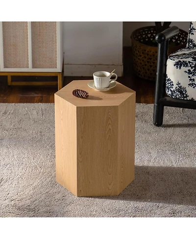 Streamdale Furniture Streamdale Hexagon Wood Grain Coffee Table - Modern End Table for Small Spaces (15.75"x13.58"x18.9
