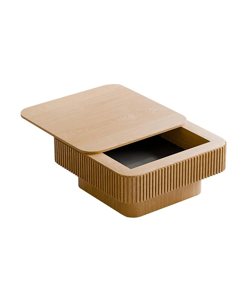 Streamdale Furniture 31.5" Solid Wood Veneered Modern Coffee Table with Storage