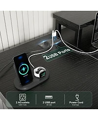 Streamdale Furniture Gaming Desk with Usb Charging, Led Lights & Monitor Riser