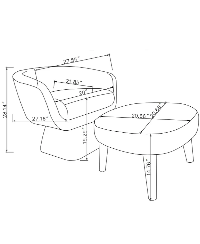 Streamdale Furniture Lazy Chair with Ottoman, Modern Lounge Accent Chair, Upholstered Reading Chair