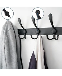 Yigii Premium Metal Wall-Mounted Coat Rack, 5 Tri-Hooks, Multiple Colors
