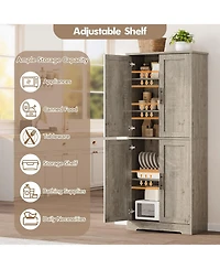 gaomon 70" Tall Kitchen Pantry Cabinet with Doors and Adjustable Shelves, Freestanding Storage Cabinet, Grey