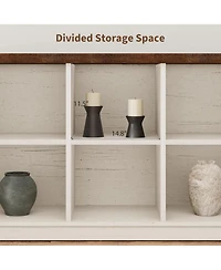 gaomon 8 Cube Storage Organizer Bookshelf, 62" Long 3-Tier Farmhouse Bookcase for Entryway or Living Room
