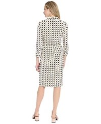 London Times Petite Faux Wrap Midi Dress