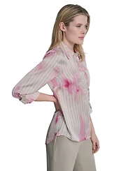 Dkny Petite Woven Roll Tab Button-Front Shirt