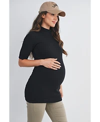 Hello Miz Maternity Ribbed Mock Neck Top