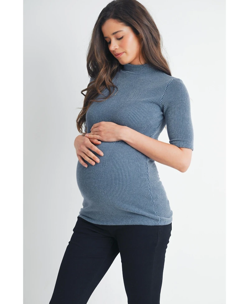 Hello Miz Maternity Ribbed Mock Neck Top