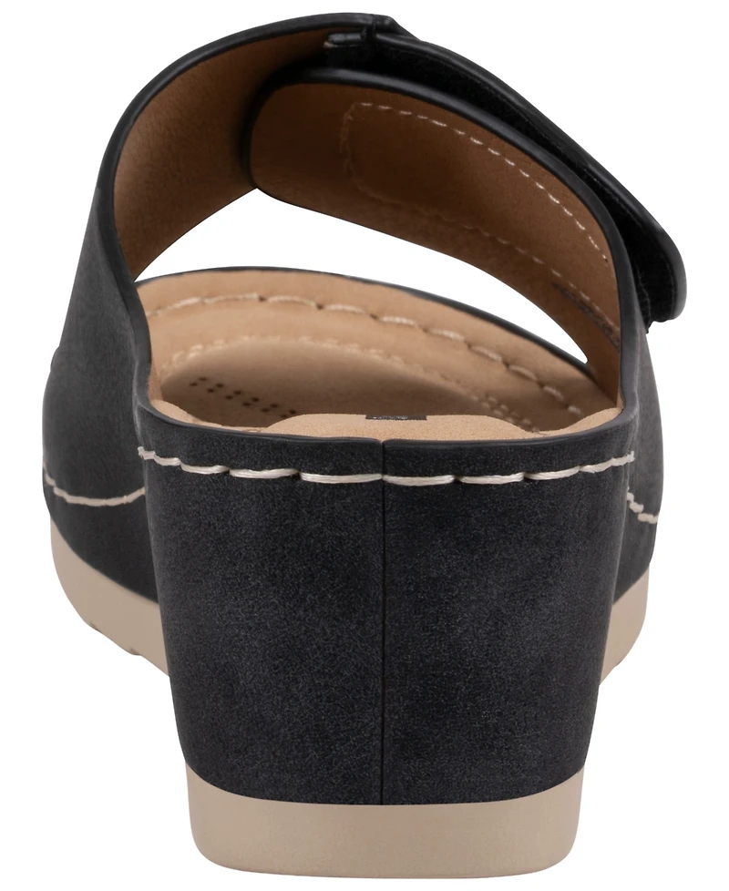 Gc Shoes Women's Savina Embellished Round Toe Wedge Sandals