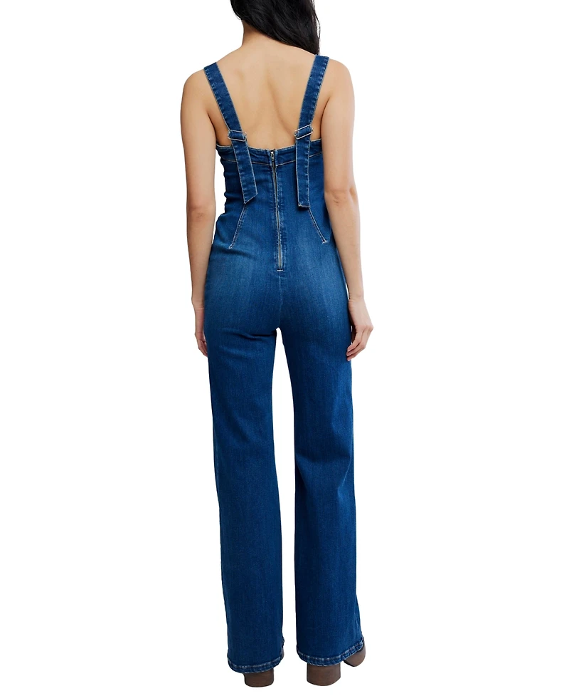 Free People Women's Suns Out Square Neck Bootcut Jumpsuit