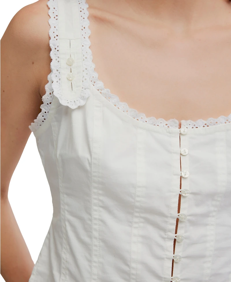 Free People Women's Bridgette Corset Scoop Neck Solid Top