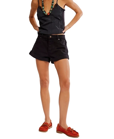 Free People Women's Cali Cuffed Mid-Rise Shorties