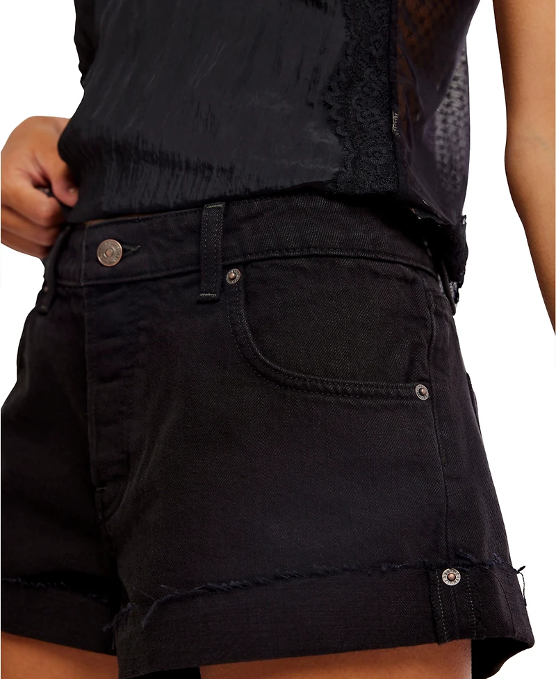 Free People Women's Cali Cuffed Mid Rise Shorts