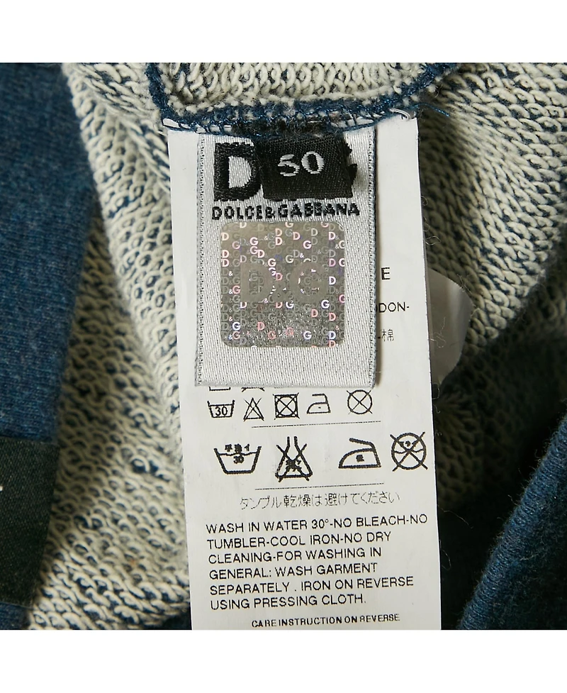 Pre-Owned Dolce & Gabbana Men's Blue Tiger Print Cotton Hoodie