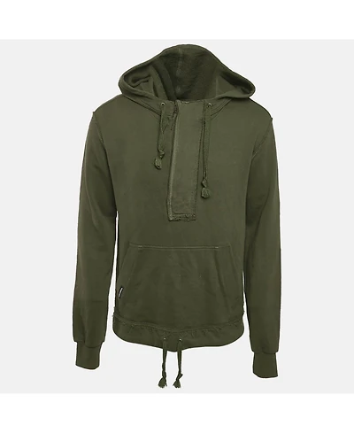 Pre-Owned Dolce & Gabbana Men's Green Cotton Knit Distressed Hoodie