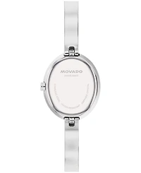 Movado Women's Museum Bangle Oval Lab Grown Diamond Swiss Quartz Silver Stainless Steel Watch, 22 x 26mm