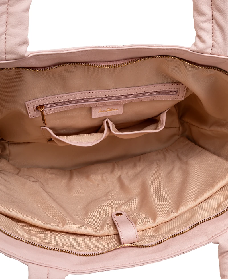 Sam Edelman Ethyl Top Zip East West Quilted Logo Extra Large Tote Bag